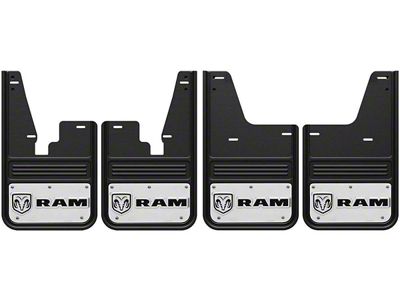 No-Drill Mud Flaps with RAM Horizontal Logo; Front and Rear (10-18 RAM 3500 SRW w/o OE Fender Flares)