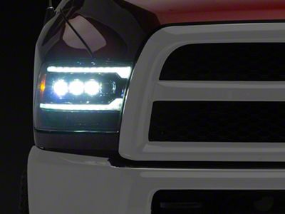 AlphaRex NOVA-Series 5th Gen 2500 G2 Style LED Projector Headlights; Alpha Black Housing; Clear Lens (10-18 RAM 3500 w/ Factory Halogen Non-Projector Headlights)