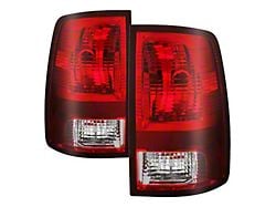 OEM Style Tail Lights; Chrome Housing; Red Clear Lens (10-18 RAM 3500 w/ Factory Halogen Tail Lights)