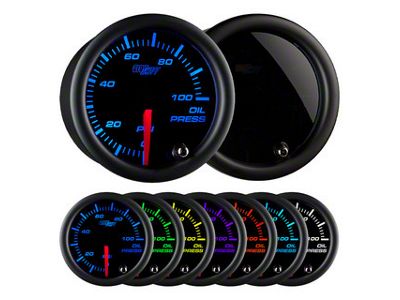 Oil Pressure Gauge; Tinted 7 Color (Universal; Some Adaptation May Be Required)