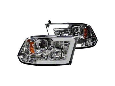 OLED Halo DRL Projector Headlights; Chrome Housing; Clear Lens (10-18 RAM 3500 w/ Factory Halogen Non-Projector Headlights)