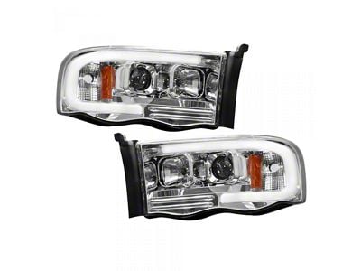 OLED Halo Projector Headlights; Chrome Housing; Clear Lens (03-05 RAM 3500)