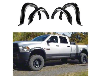 Pocket Dimple Style Fender Flares; Smooth Black (10-18 RAM 3500)