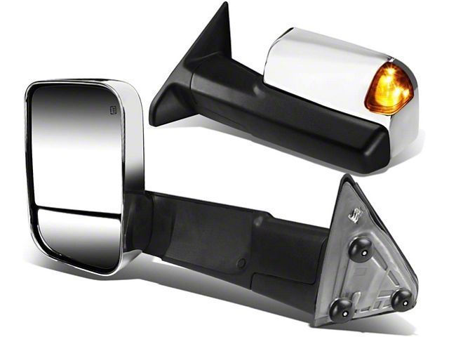 Powered Heated Towing Mirrors with with Amber LED Turn Signals; Chrome (09-16 RAM 3500)