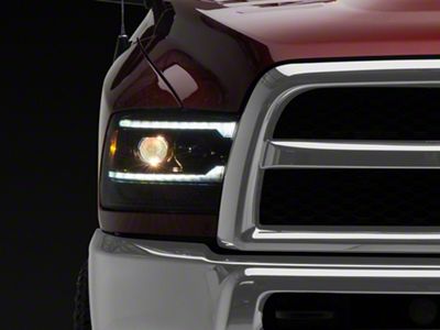 Pro-Series 5th Gen 2500 G2 Style Projector Headlights; Alpha Black Housing; Clear Lens (10-18 RAM 3500 w/ Factory Halogen Non-Projector Headlights)