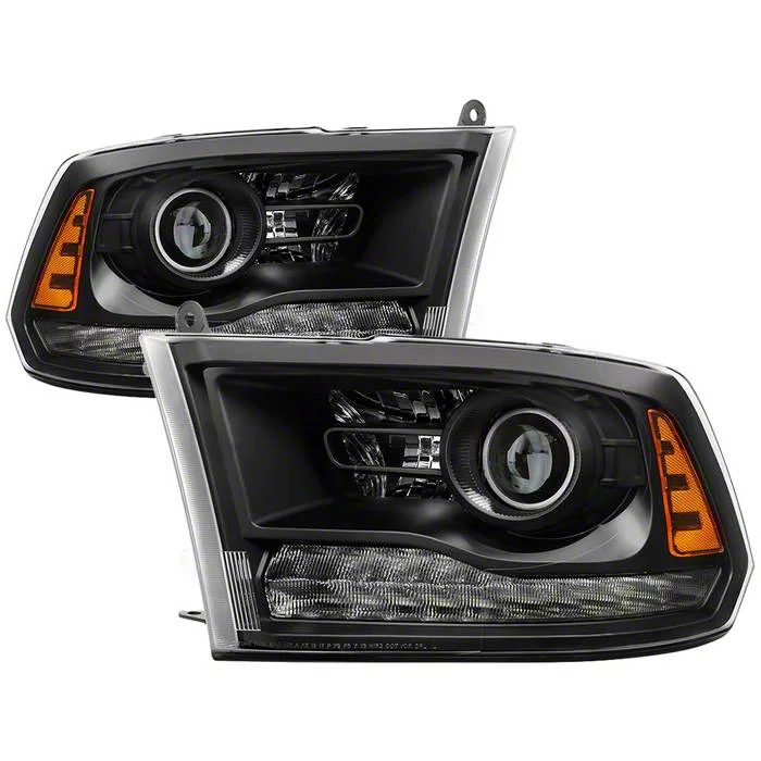 RAM 3500 Projector Headlights; Black Housing; Clear Lens (13-18 RAM ...