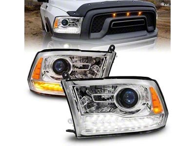 Projector Headlights; Chrome Housing; Clear Lens (10-18 RAM 3500)