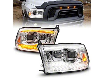 Projector Headlights; Chrome Housing; Clear Lens (10-18 RAM 3500)