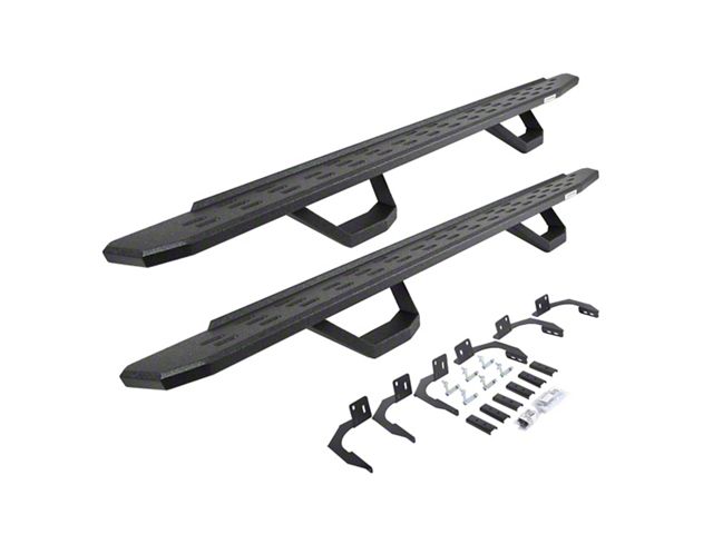 Go Rhino RB30 Running Boards with Drop Steps; Protective Bedliner Coating (10-24 RAM 3500 Crew Cab)