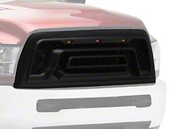 Rebel Style Mesh Upper Replacement Grille with Amber LED Lights; Matte Black (13-18 RAM 3500)