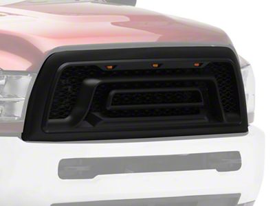 Rebel Style Mesh Upper Replacement Grille with Amber LED Lights; Matte Black (13-18 RAM 3500)