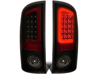 Red C-Bar LED Tail Lights; Black Housing; Smoked Lens (03-06 RAM 3500)