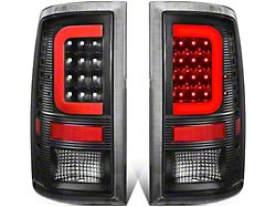 Red C-Bar LED Tail Lights; Black Housing; Clear Lens (10-18 RAM 3500 w/ Factory Halogen Tail Lights)