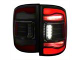 Red LED Bar Tail Lights; Matte Black Housing; Smoked Lens (10-18 RAM 3500 w/ Factory Halogen Tail Lights)