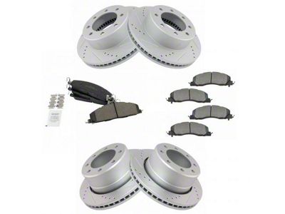 Semi-Metallic Performance 8-Lug Brake Rotor and Pad Kit; Front and Rear (09-18 RAM 3500)