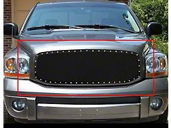 Stainless Steel Rivet Upper Grille Insert; Black (06-09 RAM 3500)