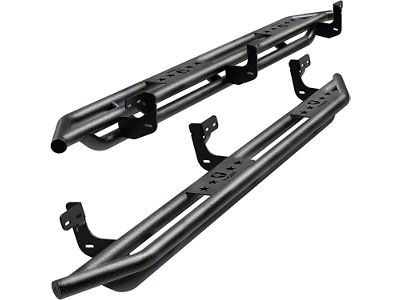 Star Armor Side Step Bars; Textured Black (10-24 RAM 3500 Mega Cab)