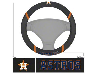 Steering Wheel Cover with Houston Astros Logo; Black (Universal; Some Adaptation May Be Required)