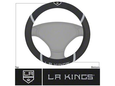 Steering Wheel Cover with Los Angeles Kings Logo; Black (Universal; Some Adaptation May Be Required)