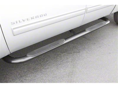 4-Inch Oval Bent Nerf Side Step Bars; Polished Stainless (10-24 RAM 3500 Crew Cab)