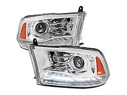 Switchback Sequential LED Bar Projector Headlights; Chrome Housing; Clear Lens (10-18 RAM 3500 w/ Factory Halogen Non-Projector Headlights)