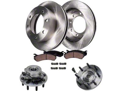 Vented 8-Lug Brake Rotor, Pad and Hub Assembly Kit; Front (03-05 4WD RAM 3500)