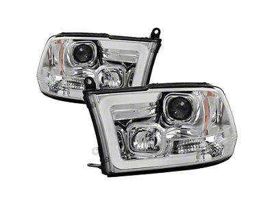 Version 2 Light Bar DRL Projector Headlights; Chrome Housing; Clear Lens (10-18 RAM 3500 w/ Factory Halogen Non-Projector Headlights)