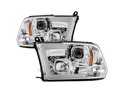 Version 2 Switchback Light Bar Projector Headlights; Chrome Housing; Clear Lens (10-18 RAM 3500 w/ Factory Halogen Non-Projector Headlights)