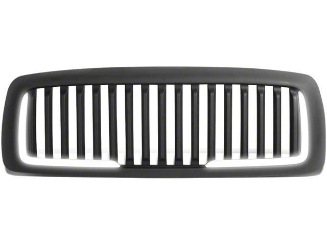 Vertical Style Upper Replacement Grille with LED DRL Light; Matte Black (03-05 RAM 3500)