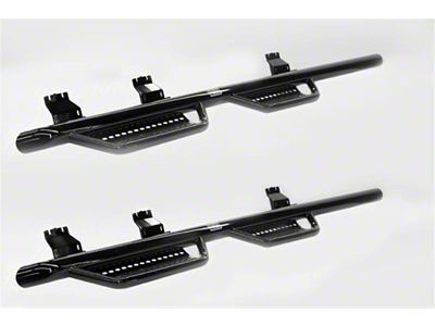 Ranch Hand 4-Step Wheel to Wheel Side Step Bars; Black (17-19 6.6L Duramax Sierra 2500 HD DRW Crew Cab w/ 8-Foot Long Box)