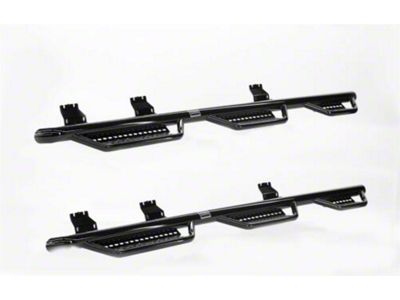 Ranch Hand 6-Step Wheel to Wheel Side Step Bars; Black (17-19 6.6L Duramax Sierra 2500 HD DRW Crew Cab w/ 8-Foot Long Box)