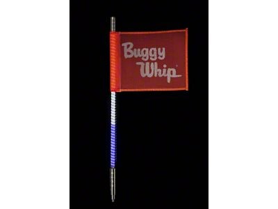 4-Foot Bright RWB LED Whip with 10-Inch x 12-Inch Red Buggy Whip Flag; Quick Release Base (Universal; Some Adaptation May Be Required)