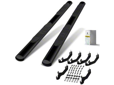 4-Inch Oval Straight Side Step Bars; Black (19-23 Ranger SuperCab)