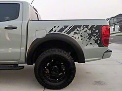 Bed Side Digital Mud Splash Graphics; Matte Black (19-23 Ranger)