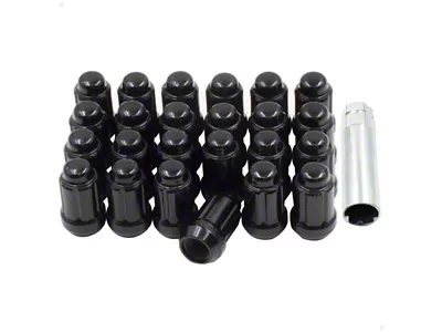 Black 6-Spline Lut Nut Kit; M12 x 1.5; Set of 24 (19-25 Ranger)