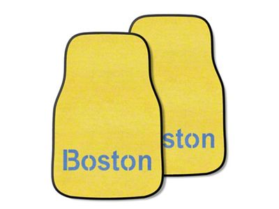 Carpet Front Floor Mats with Boston Red Sox City Connect Logo; Yellow (Universal; Some Adaptation May Be Required)