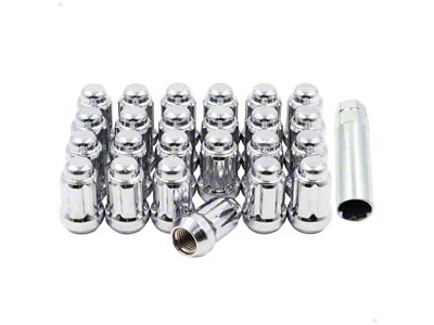 Chrome 6-Spline Lut Nut Kit; M12 x 1.5; Set of 24 (19-25 Ranger)