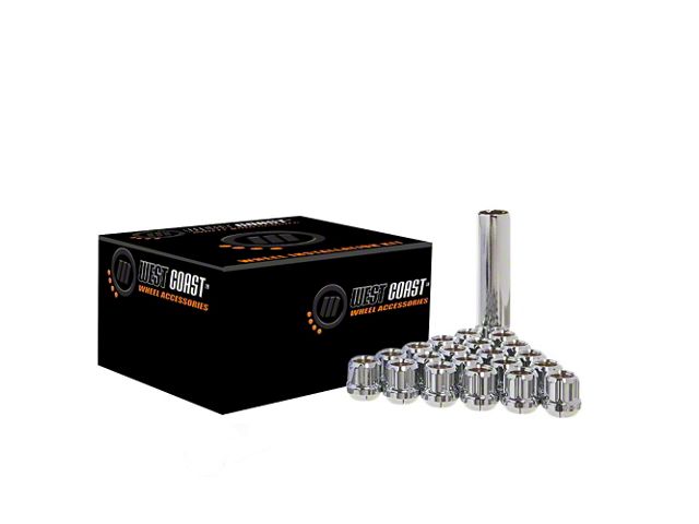 Chrome Open Acorn Spline Lug Nuts; M12x1.5; Set of 24 (19-24 Ranger)