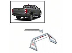 Classic Roll Bar with 40-Inch LED Light Bar; Stainless Steel (19-25 Ranger w/ Tonneau Cover)