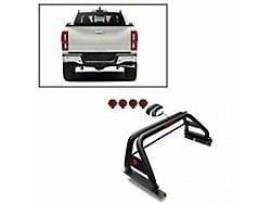 Classic Roll Bar with 7-Inch Red Round LED Lights; Black (19-24 Ranger w/ Tonneau Cover)