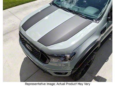 Dual Hood Stripes; Carbon Fiber with Red Pinstripe (19-23 Ranger)
