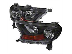 Factory Style Halogen Headlights; Matte Black Housing, Clear Lens (19-23 Ranger XL, XLT)