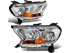 Factory Style Headlights with Amber Corners; Chrome Housing; Clear Lens (19-23 Ranger w/ Factory Halogen Headlights)