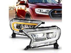 Full LED Projector Headlights; Chrome Housing; Clear Lens (19-23 Ranger w/ Factory Halogen Headlights)