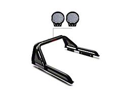 Gladiator Roll Bar with 9-Inch Black Round Flood LED Lights; Black (19-25 Ranger)