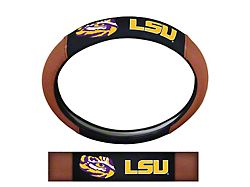 Grip Steering Wheel Cover with Louisiana State University Logo; Tan and Black (Universal; Some Adaptation May Be Required)