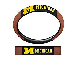 Grip Steering Wheel Cover with University of Michigan Logo; Black (Universal; Some Adaptation May Be Required)