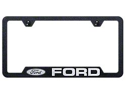 Ford Laser Etched Cut-Out License Plate Frame; Rugged Black (Universal; Some Adaptation May Be Required)