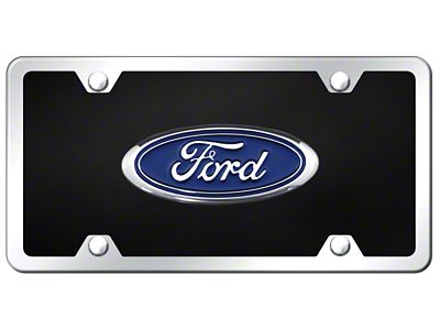 Ford Logo License Plate; Chrome (Universal; Some Adaptation May Be Required)