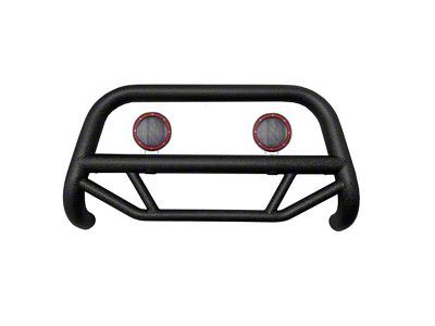 Max T Bull Bar with 5.30-Inch Red Round Flood LED Lights; Textured Black (19-24 Ranger, Excluding Raptor)